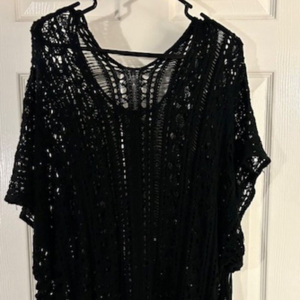 L/XL Black Boho Swim CoverUp